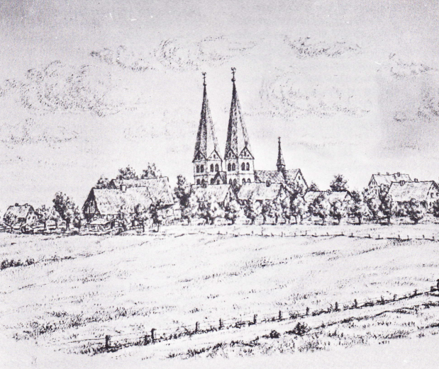 Historische Ansicht des alten Dorfes Boele